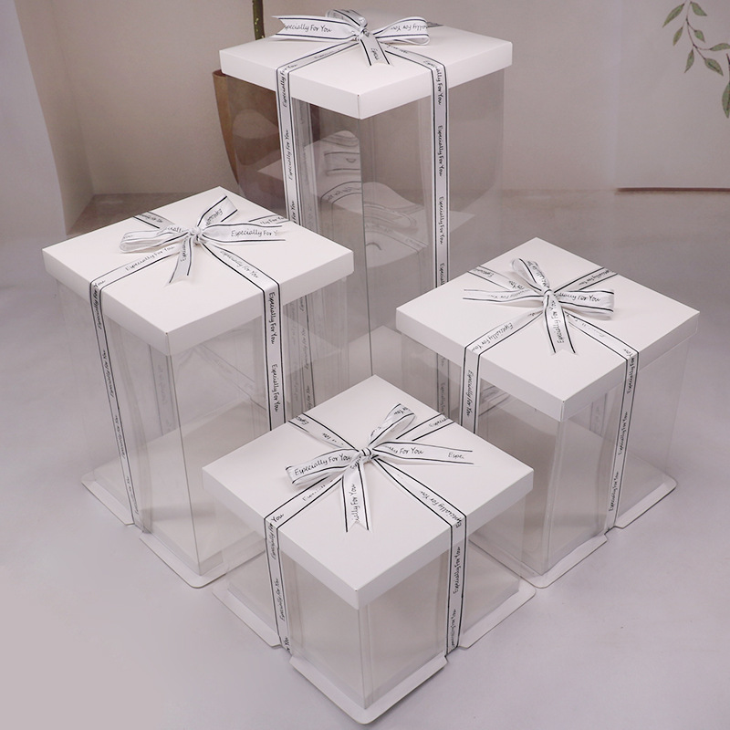 Caja de pastel de cumpleaños transparente cuadrado